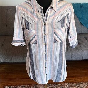 XiRENA Multicolor Striped Casual Shirt size S